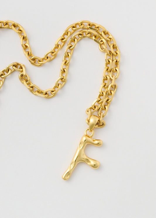 Gold Anchor Letter Necklace 3mm