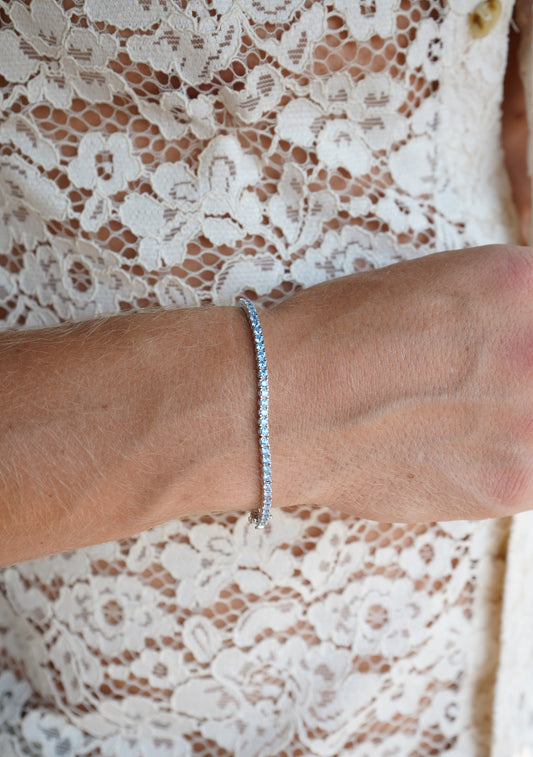 Blue Silver Tennis Bracelet 2,5mm