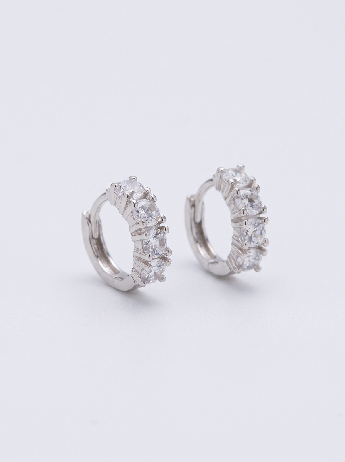 Chunky Zirconia Huggies Silver