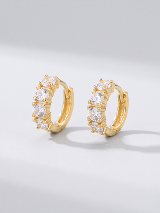 Chunky Zirconia Huggies Gold