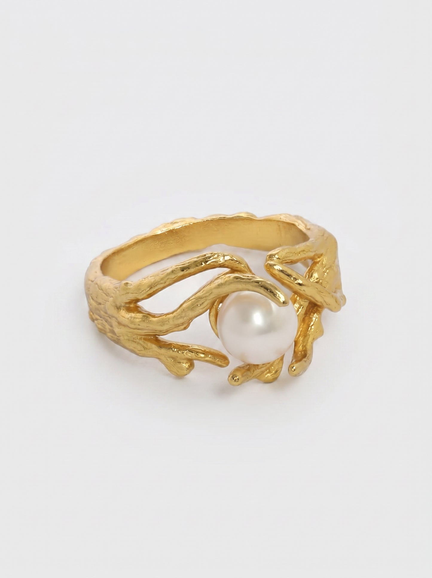 Coral Pearl Ring Gold