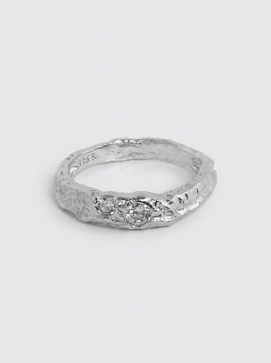 Double Stone Ring Silver