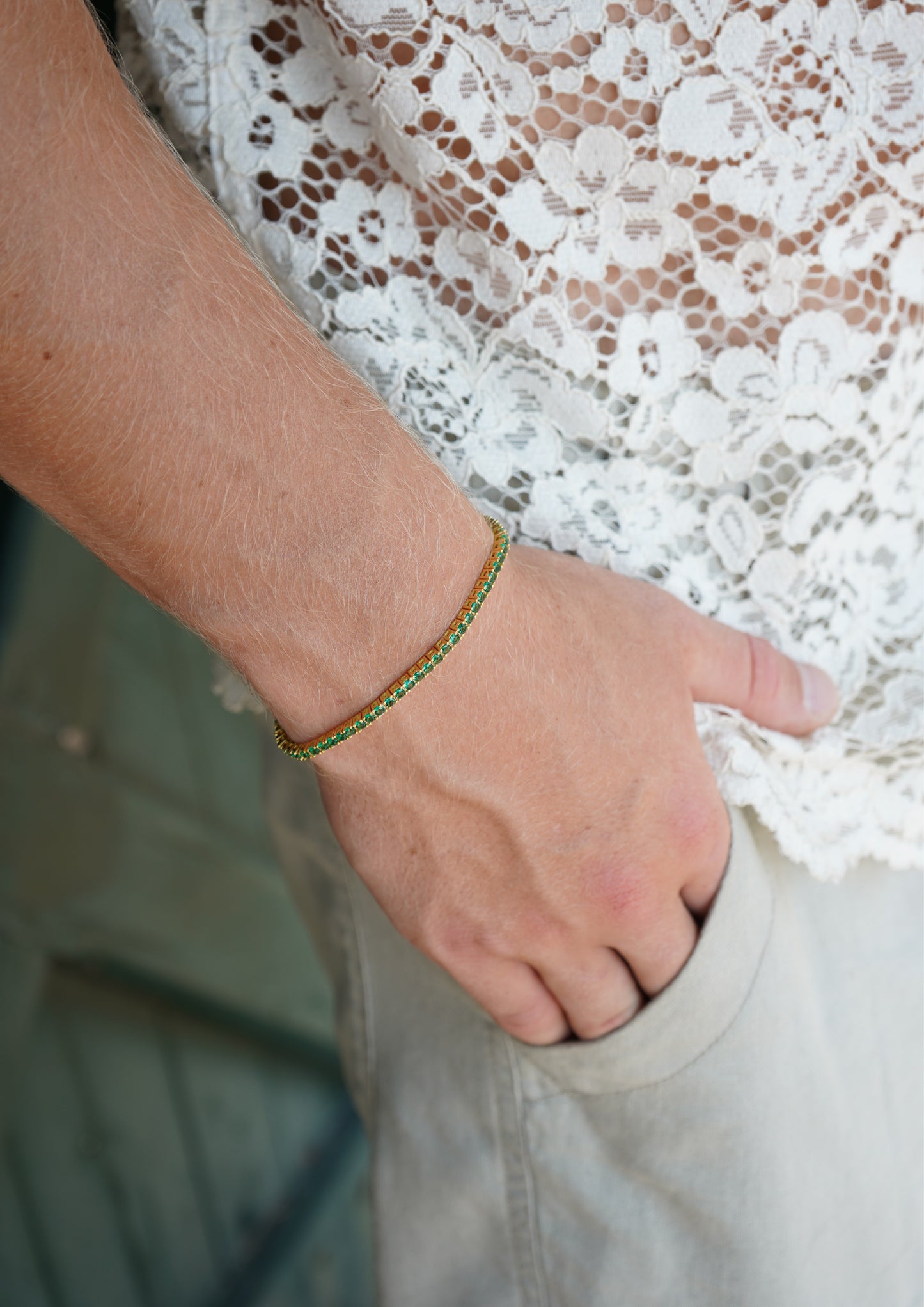 Green Gold Tennis Bracelet 2,5mm