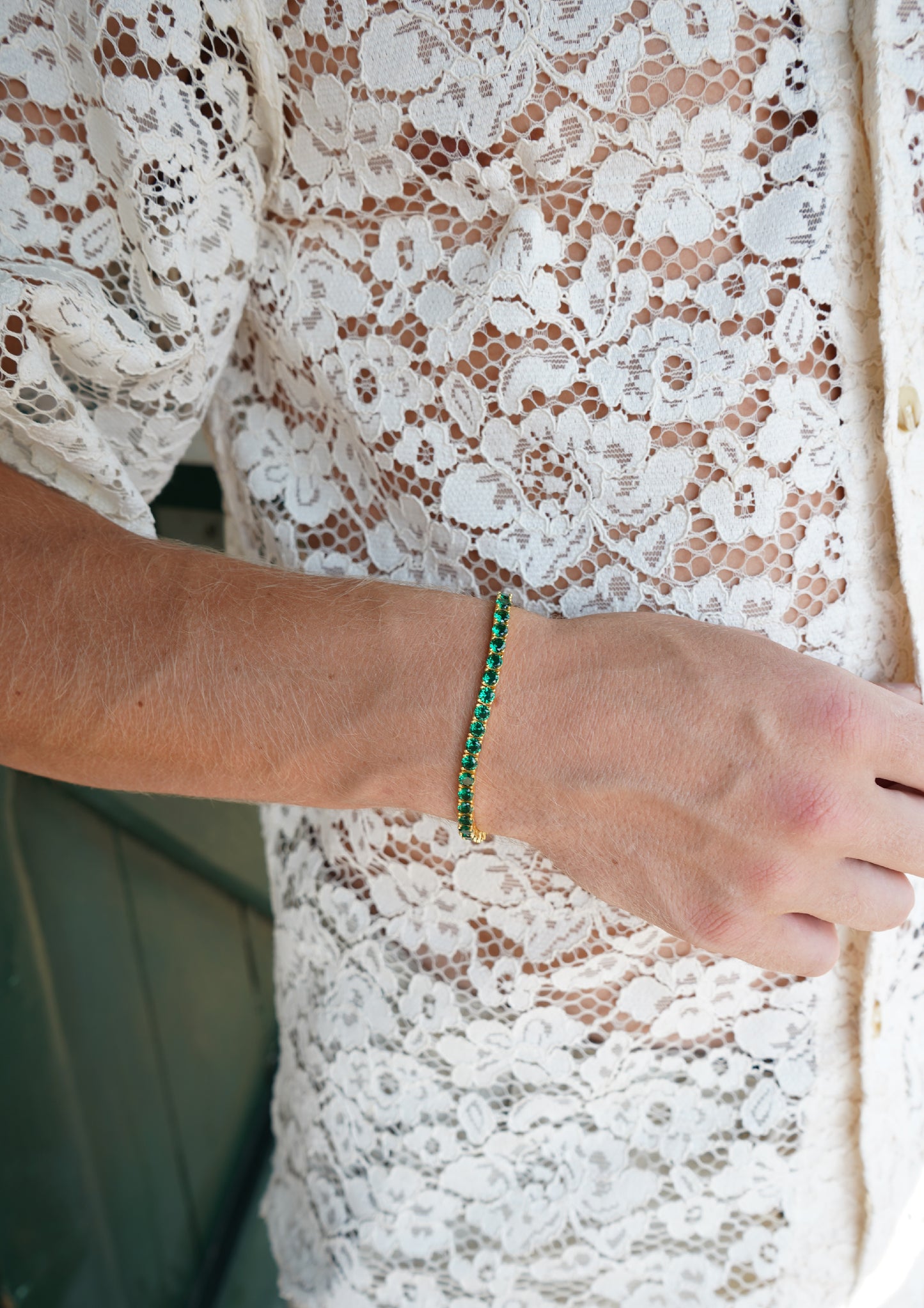 Green Gold Tennis Bracelet 4,5mm