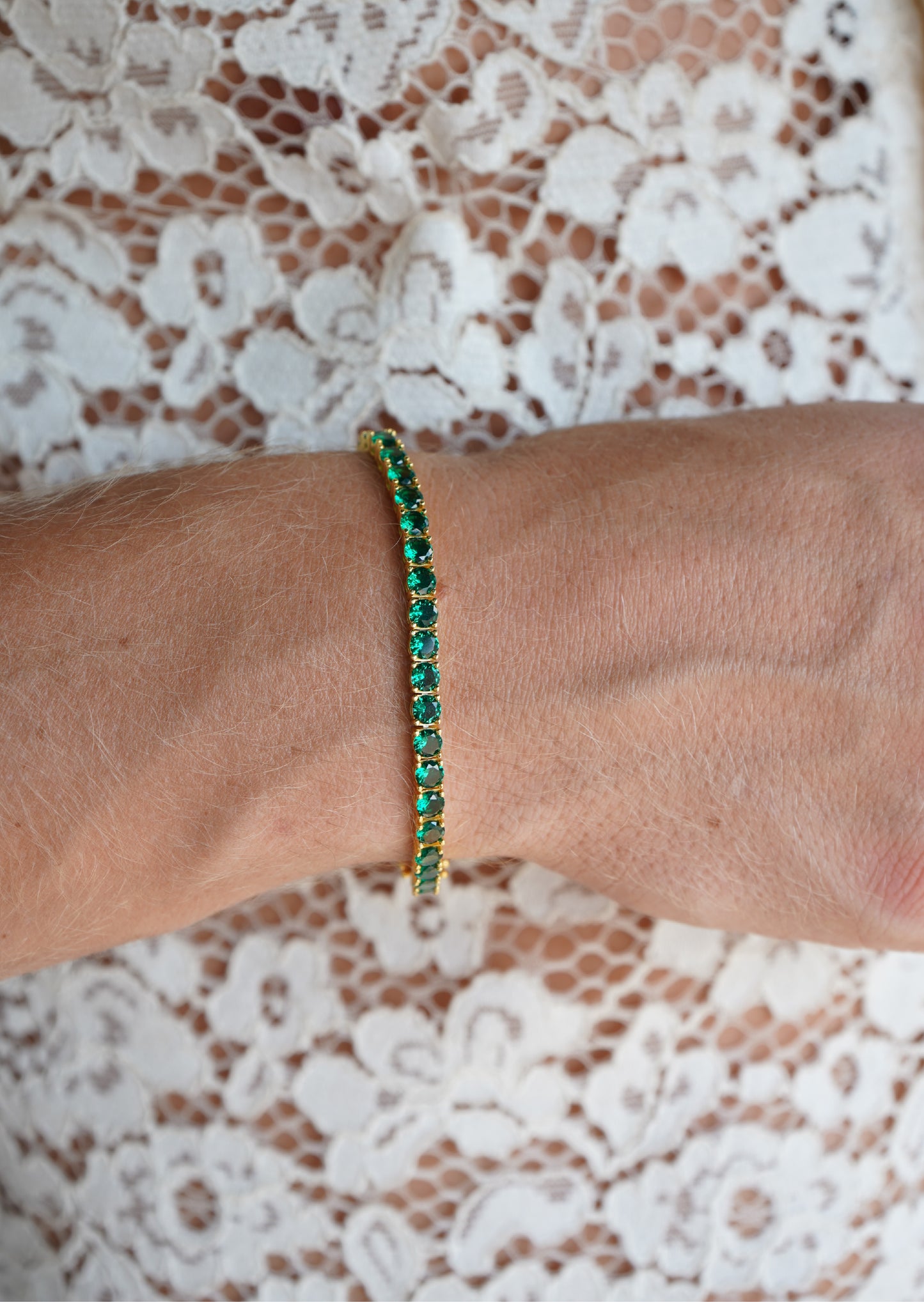 Green Gold Tennis Bracelet 4,5mm