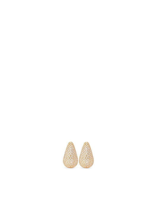 Mini Pave Drop Earrings Gold