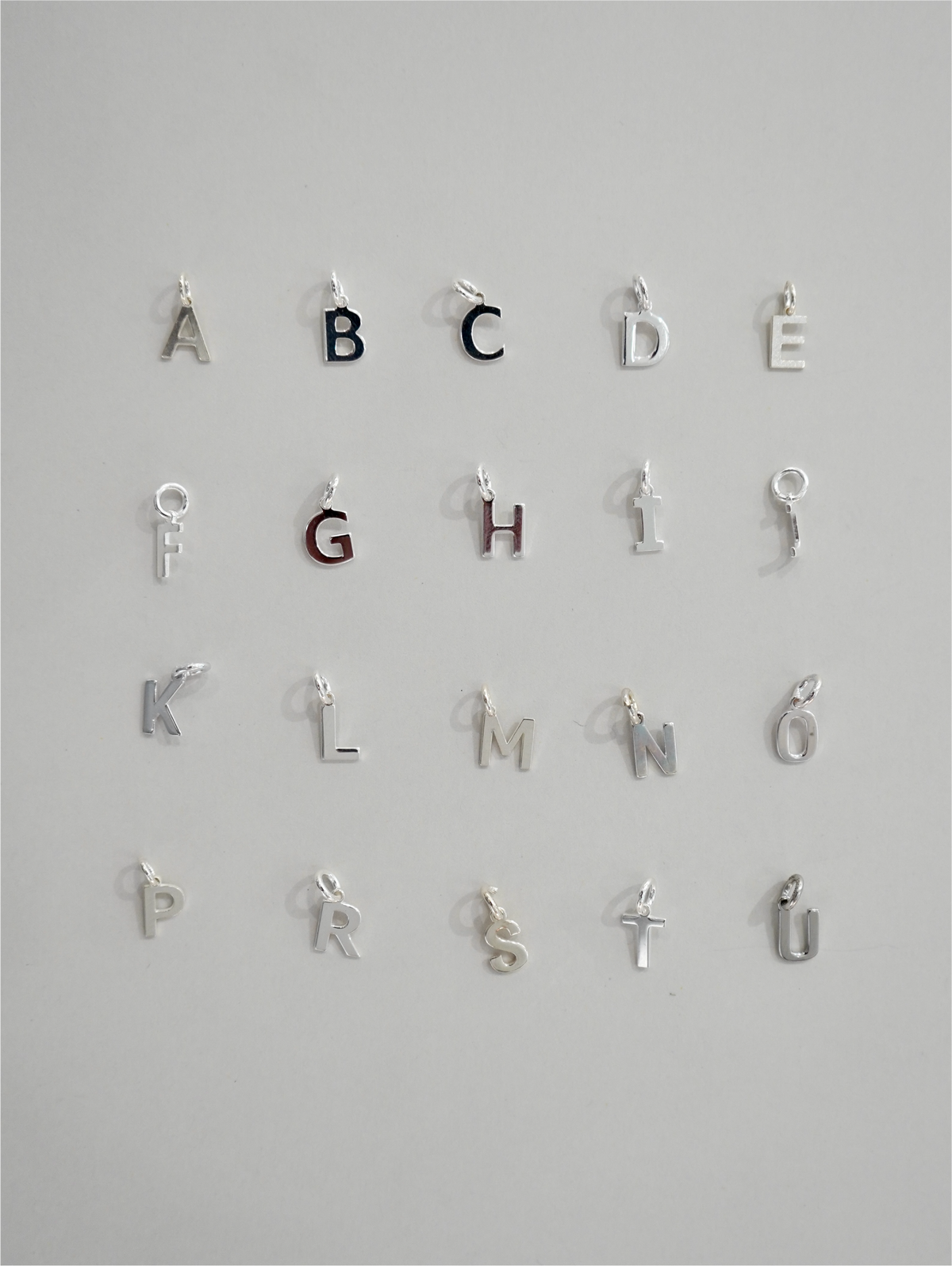 Mini Letter Pendants Silver