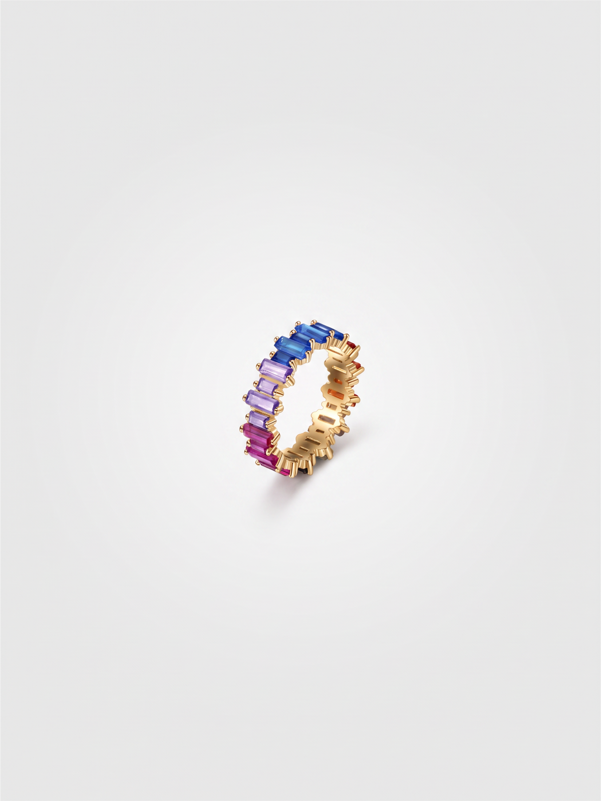 Rainbow Zirconia Ring Silver