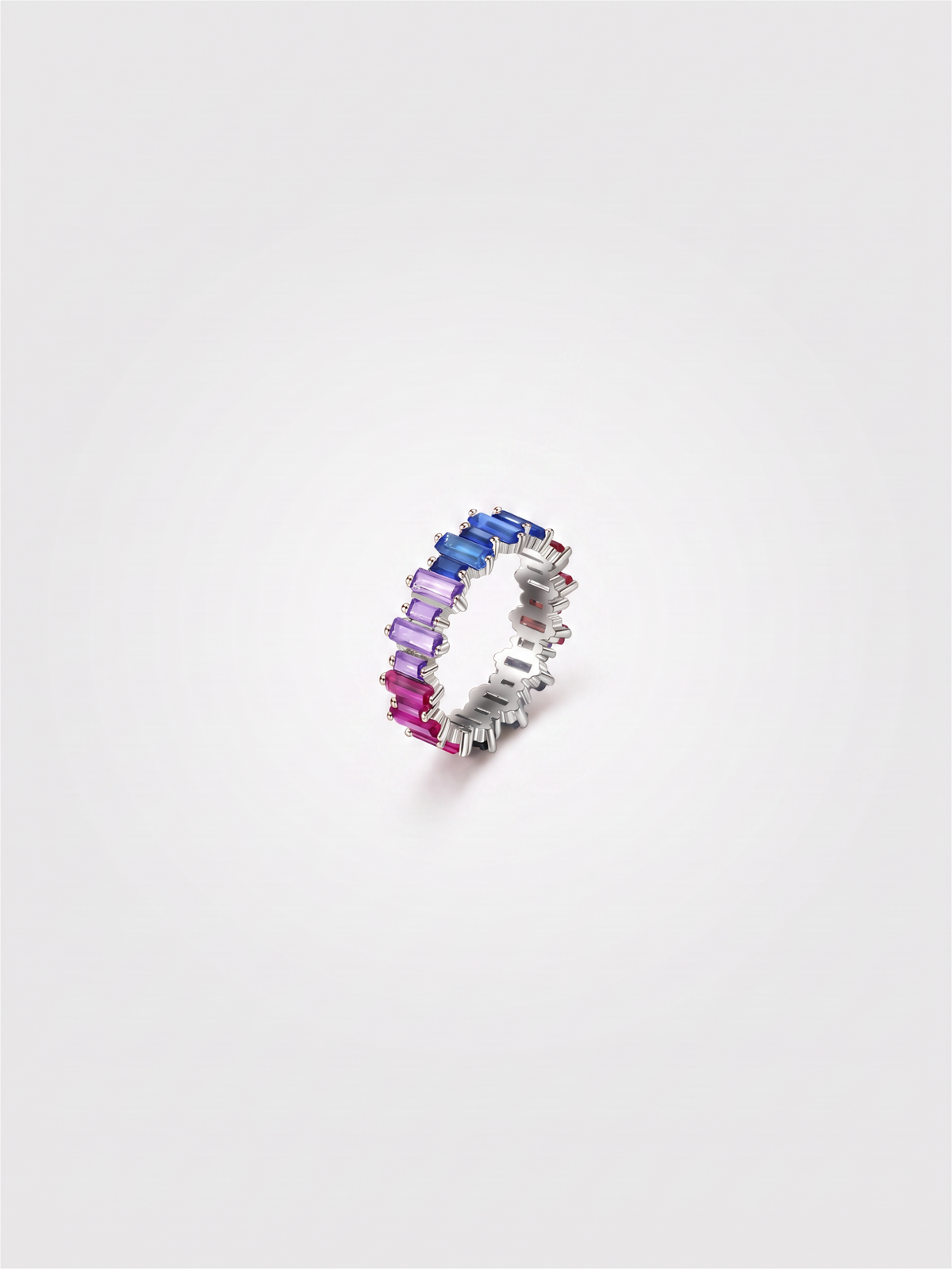 Rainbow Zirconia Ring Silver
