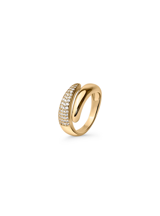 Adjustable Duo Zirconia Ring Gold