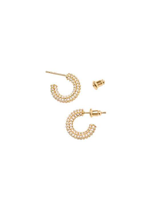 15mm Pave Hoops Gold