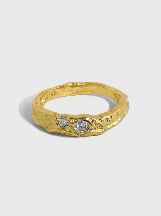 Double Stone Ring Gold