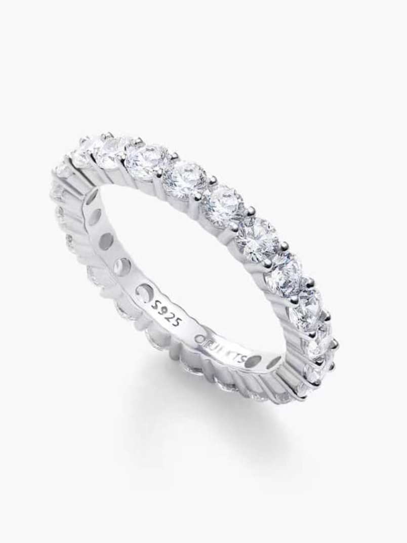 Ribbed Zirconia Ring Gold