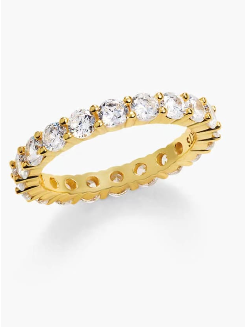 Ribbed Zirconia Ring Silver