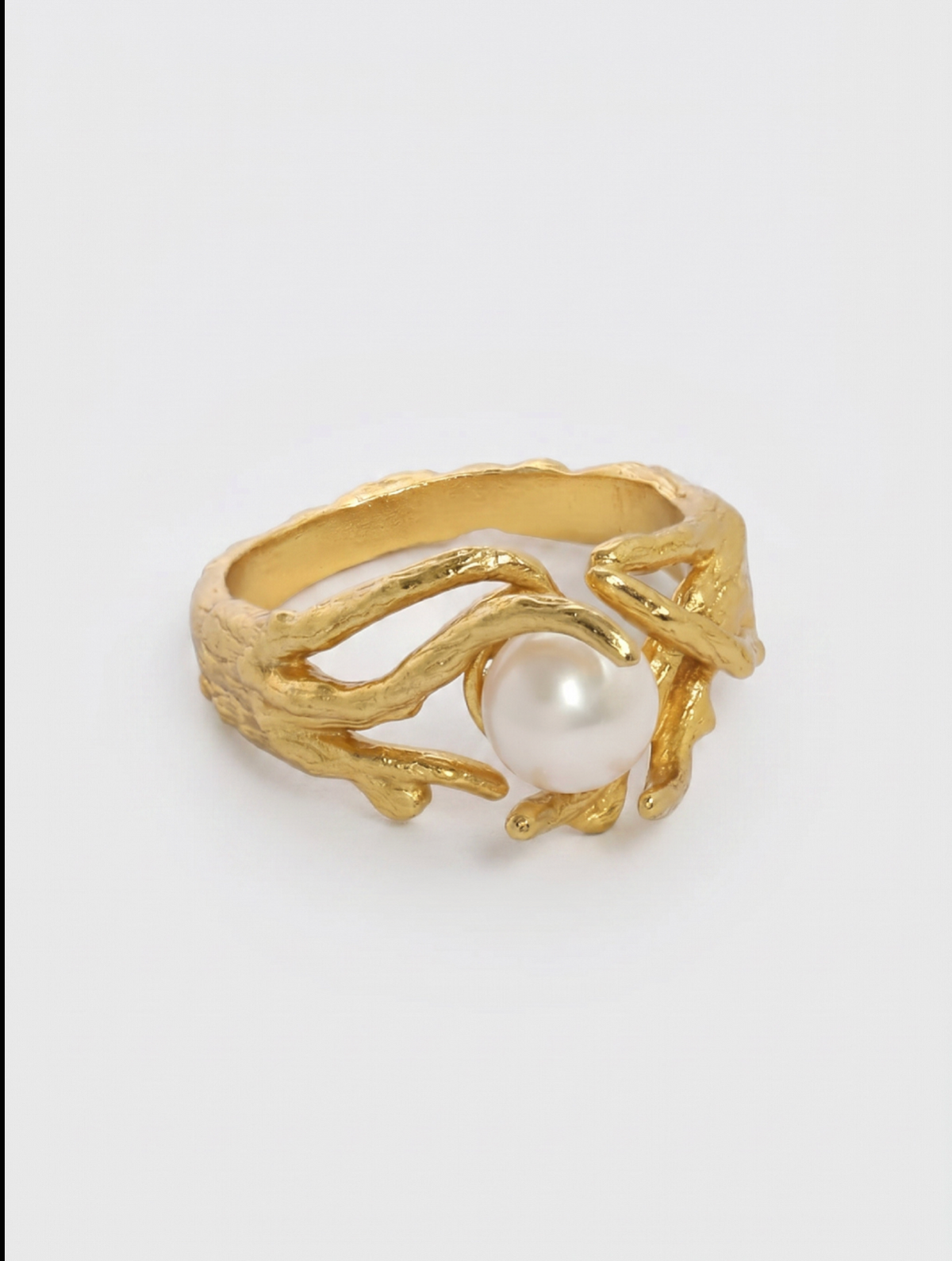 Coral Pearl Ring Silver