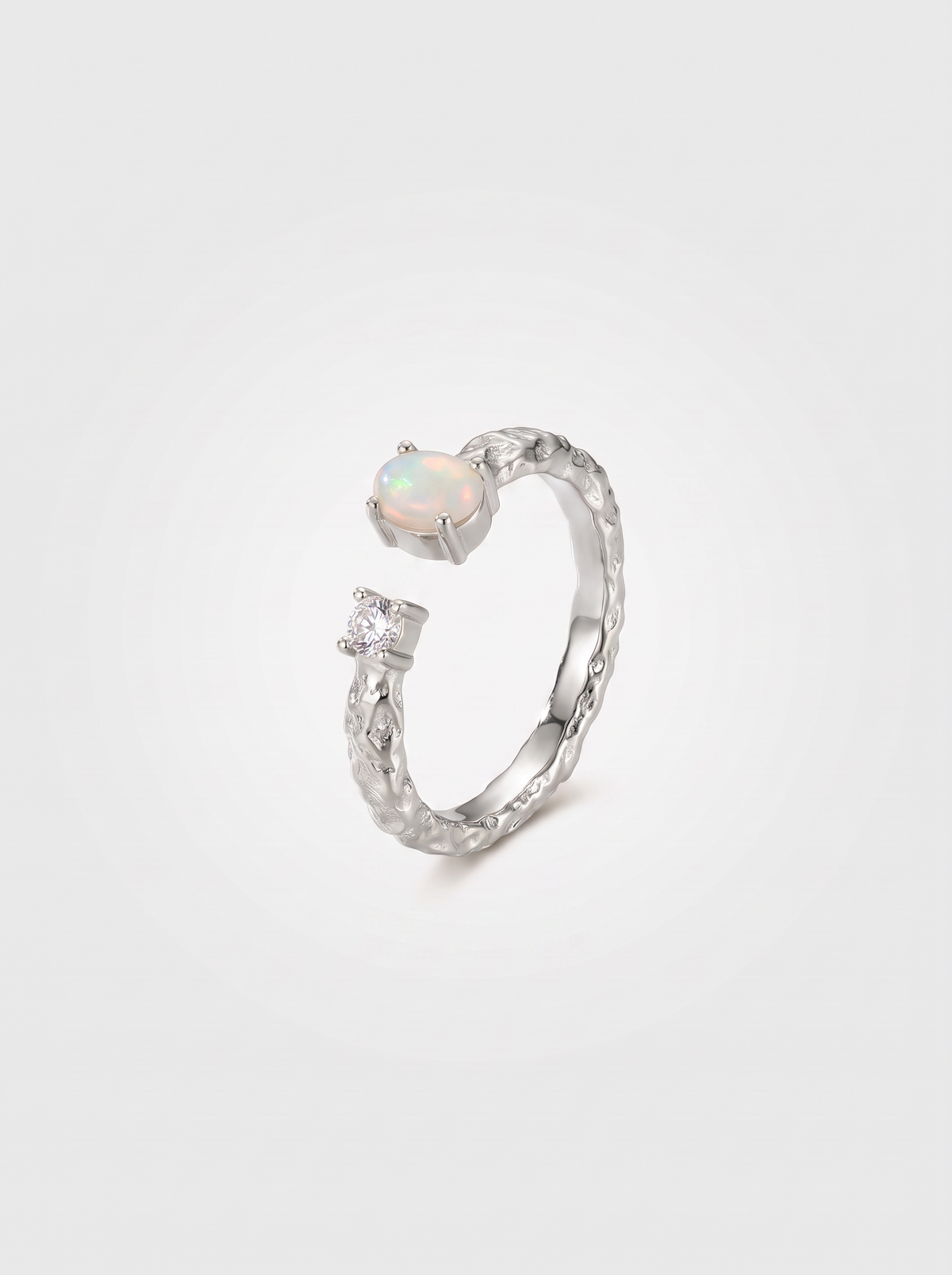 Textured Zirconia Ring II Silver