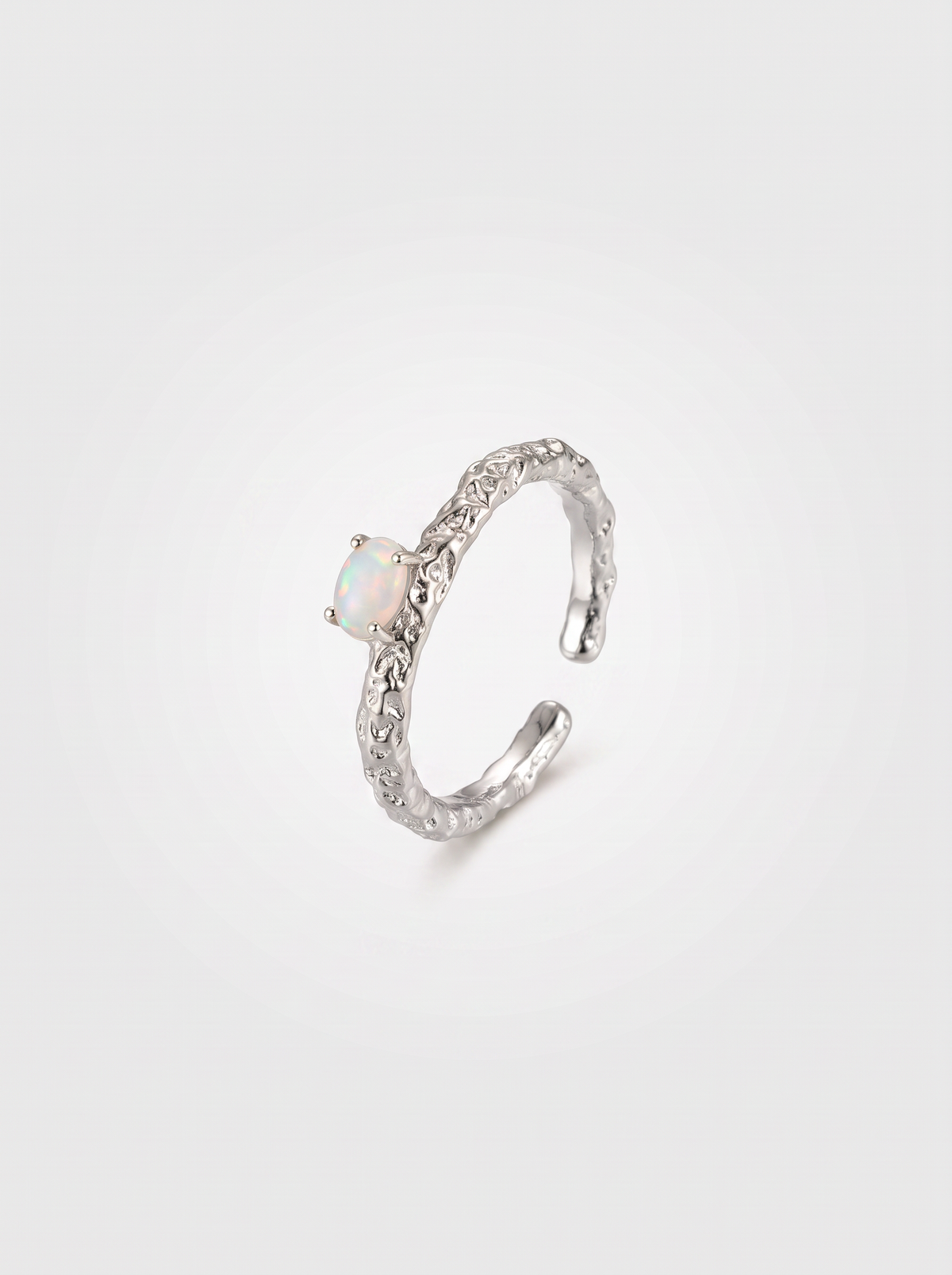 Textured Zirconia Ring Silver