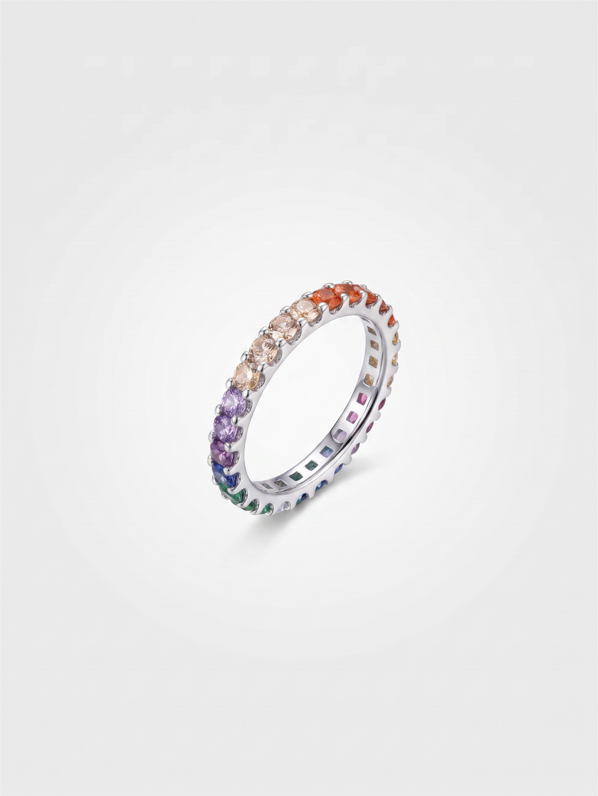 Thin Rainbow Ring Silver
