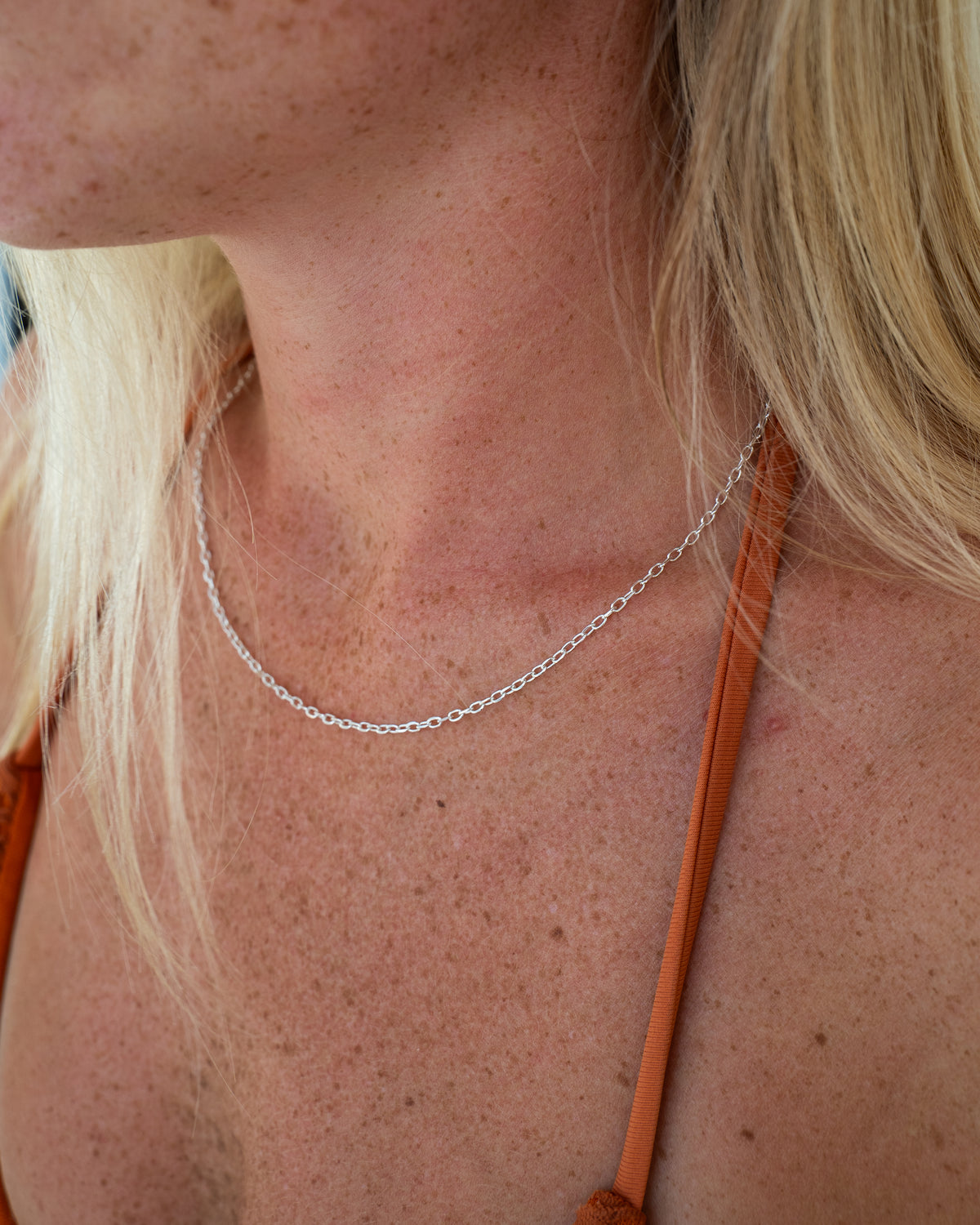 Thin Anchor Necklace Silver