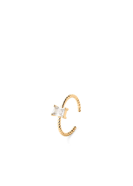Twisted Baguette Ring Gold