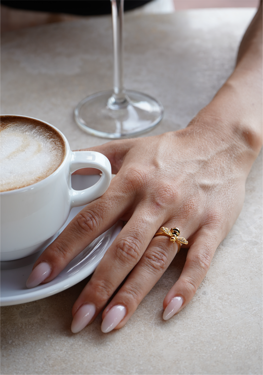 White Bee Gold Ring