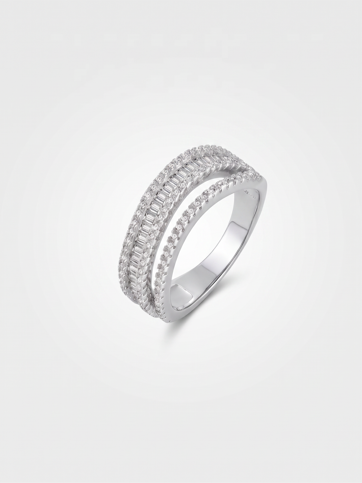Wavy Zirconia Ring Silver