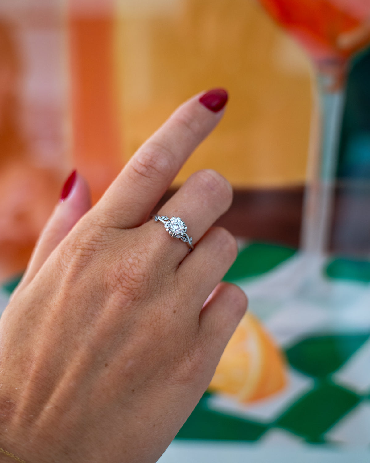 White Mossanite Flower Ring