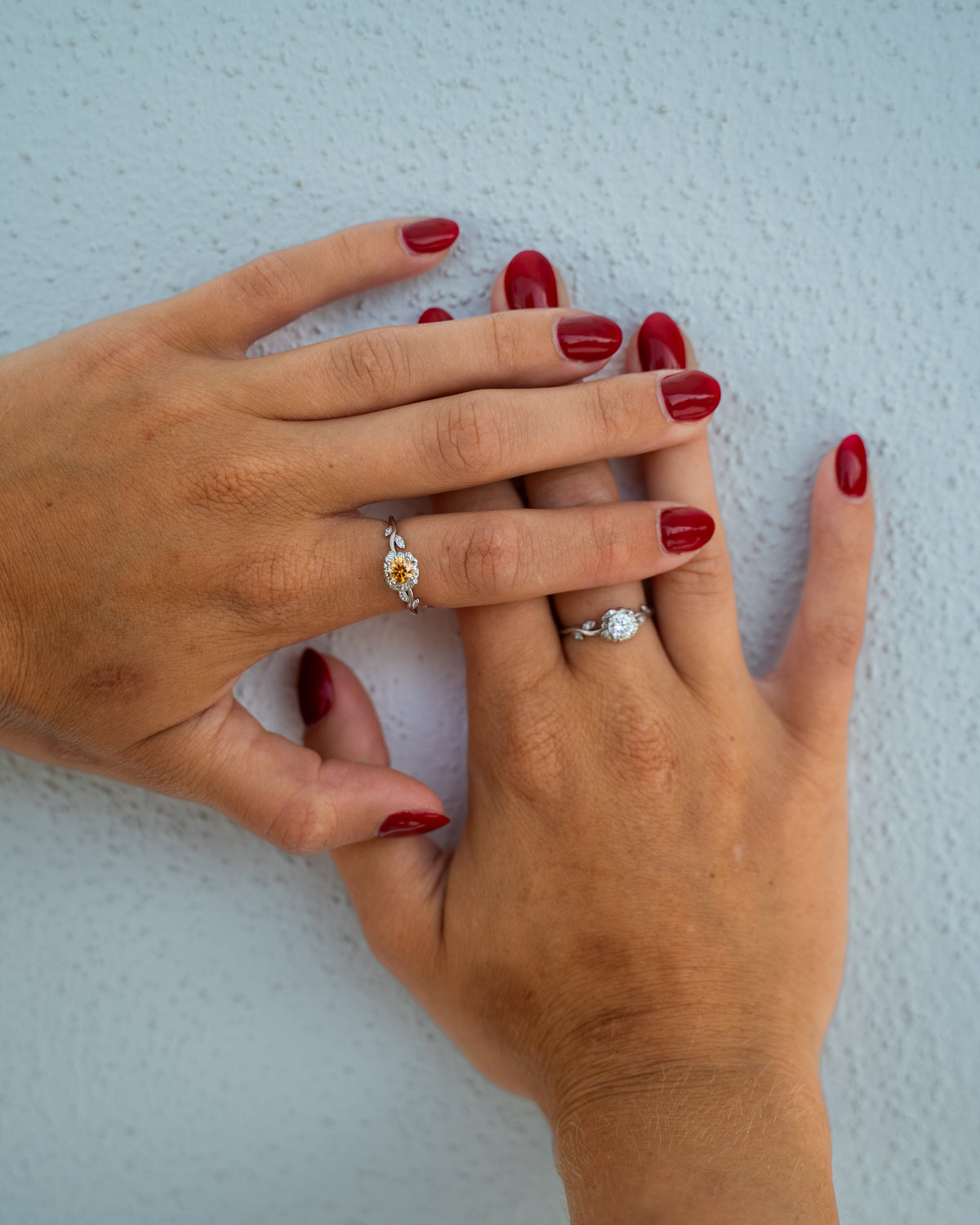 White Mossanite Flower Ring