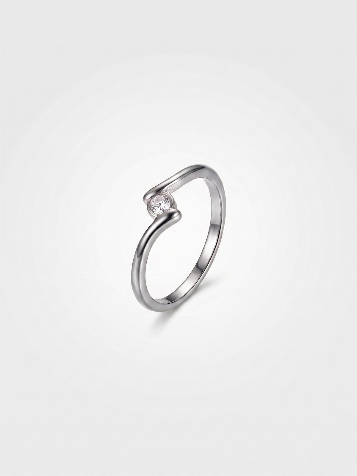 White Stone Ring Silver