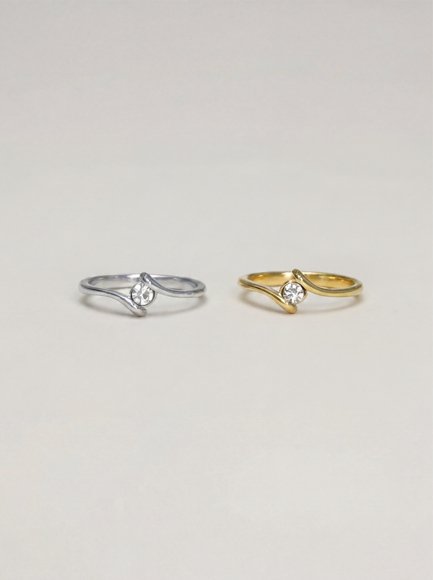 White Stone Steel Ring