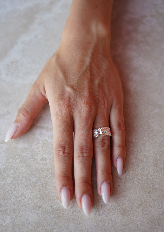 Adjustable Stone Ring Silver