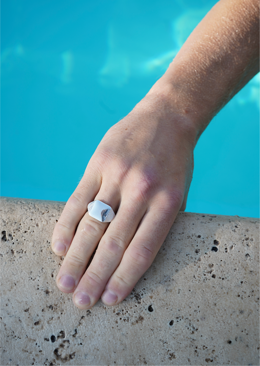 Square Aura Signet Ring Silver