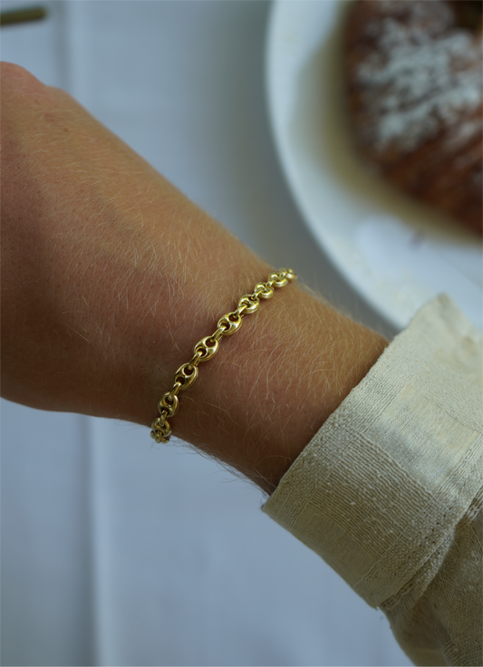 Gold Coffee Bean Bracelet 6mm