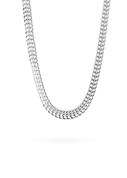 Silver Double Curb Chain Necklace