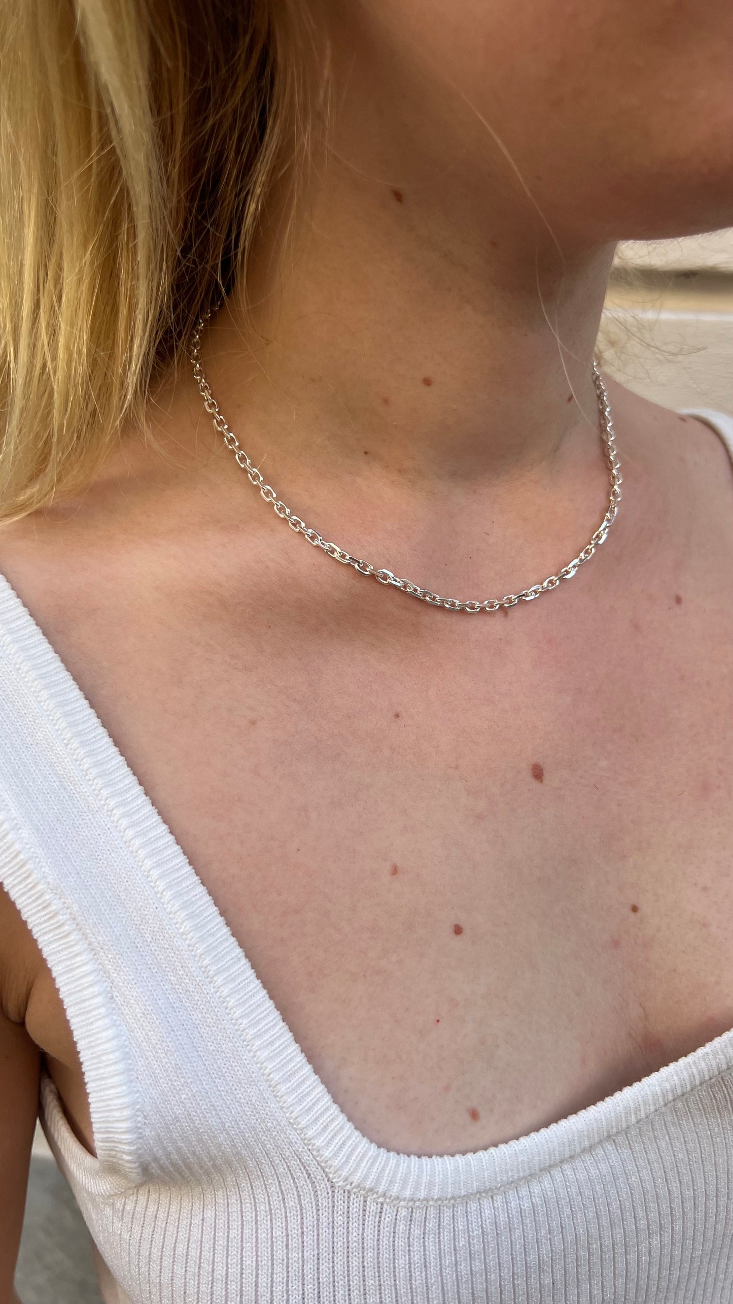 Silver Anchor Necklace 3mm