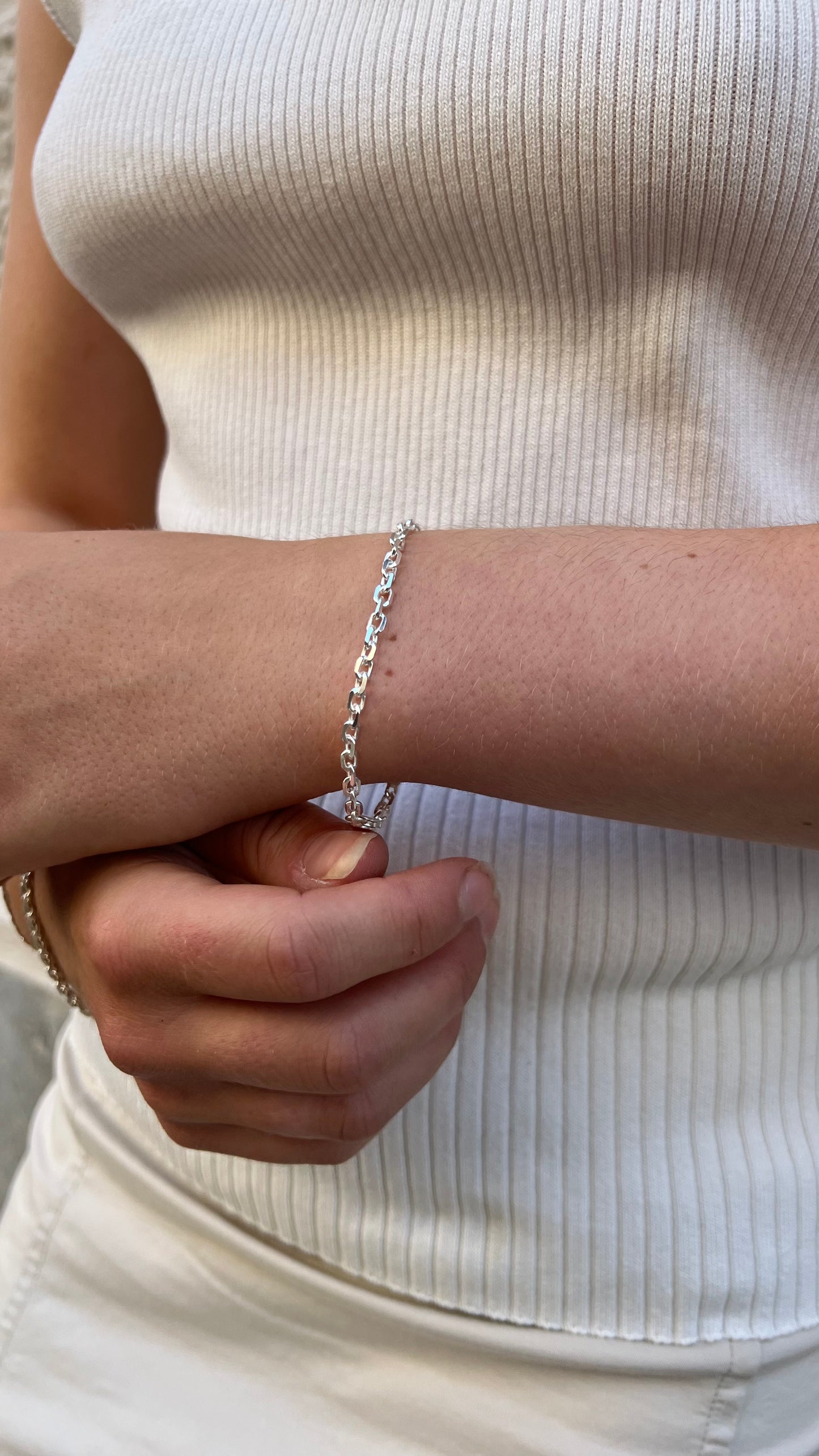 Silver Anchor Bracelet 3mm