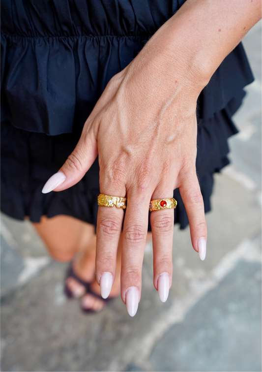Adjustable Stone Ring Gold