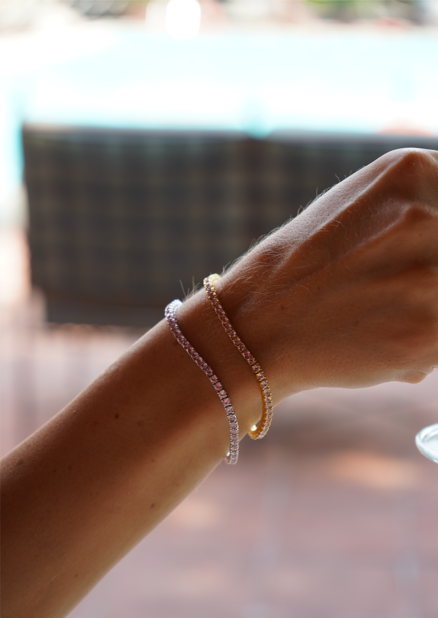 Pink Silver Tennis Bracelet 2,5mm