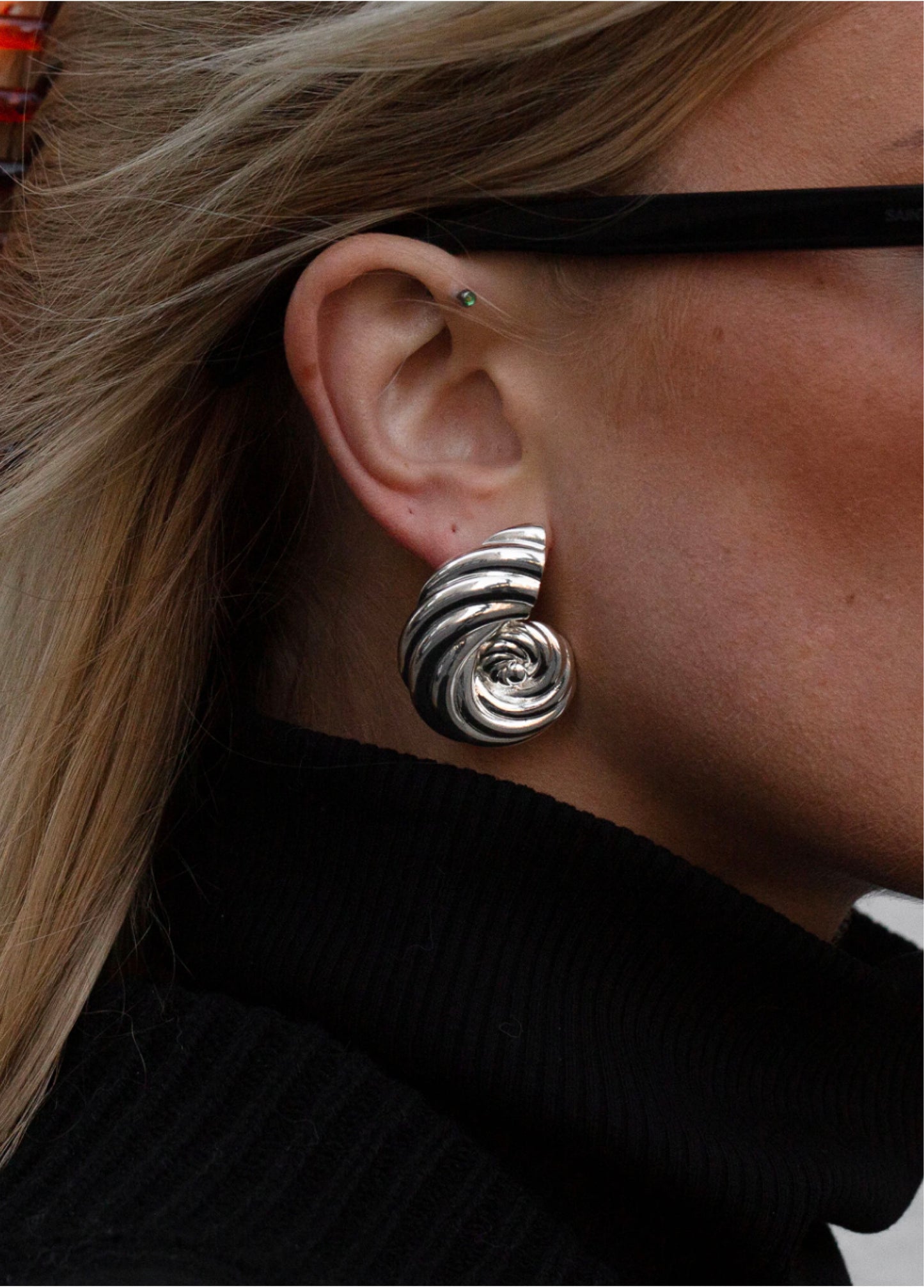 Sea Conch Earrings Silver