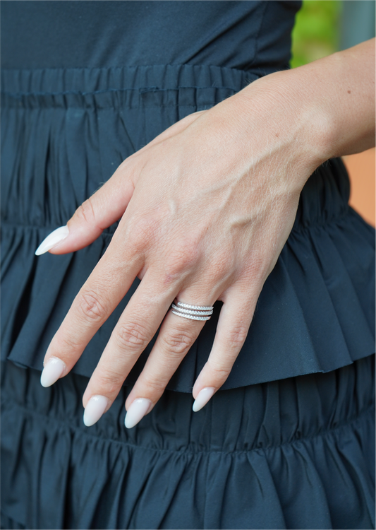 Triple Zirconia Ring Silver